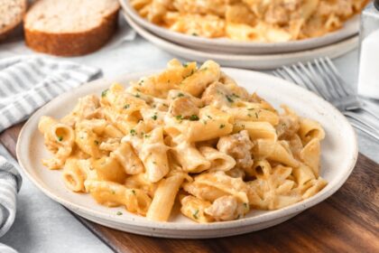 Creamy Chicken Pasta Casserole on a plate