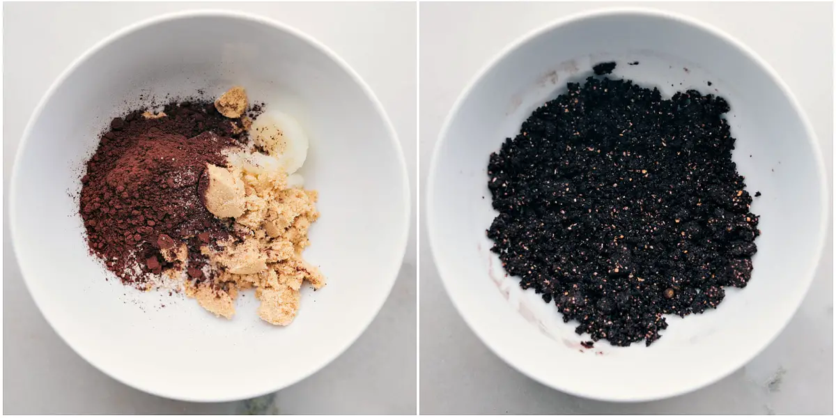 Kombinieren Sie alle Oreo-Crumble-Zutaten in einer Schüssel, um einen authentischen Oreo-Crumble ohne unbekannte Zusätze herzustellen.