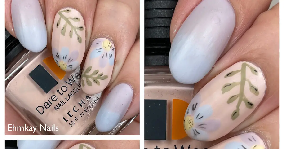 Frühlings-Nagelkunst mit pastellfarbenen Blumen