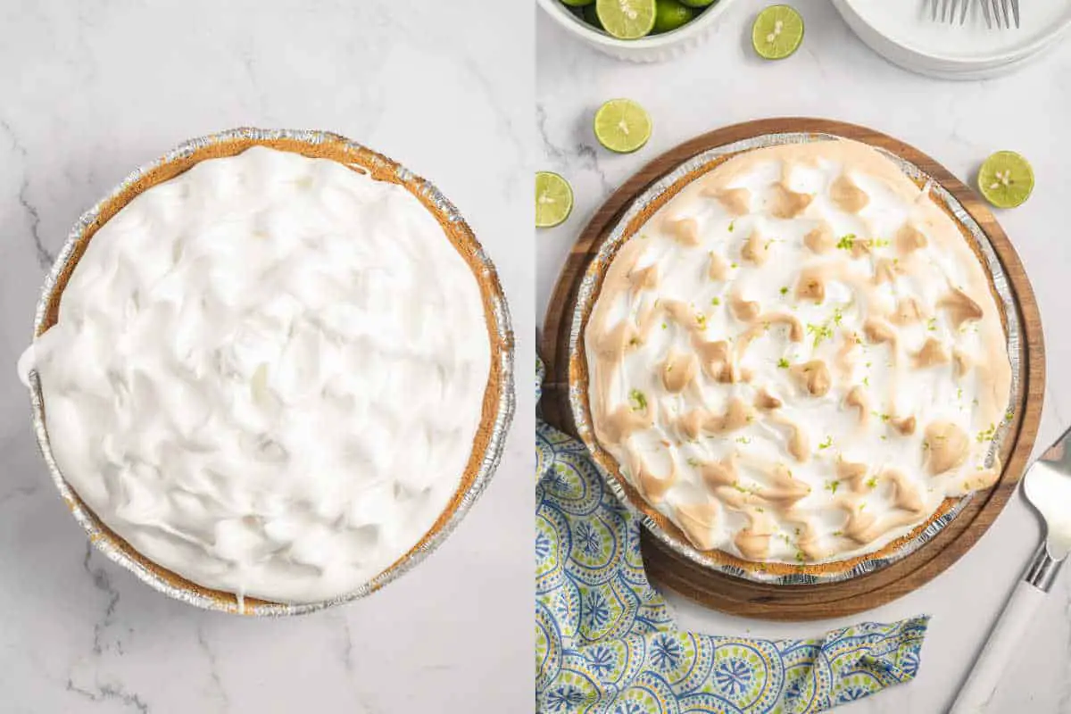 Schritt-für-Schritt-Fotos zeigen, wie man Baiserkuchen backt.