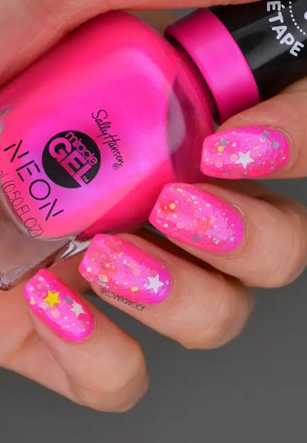 Sally Hansen Floresc-Pink mit Regenbogenhonig All My Stars