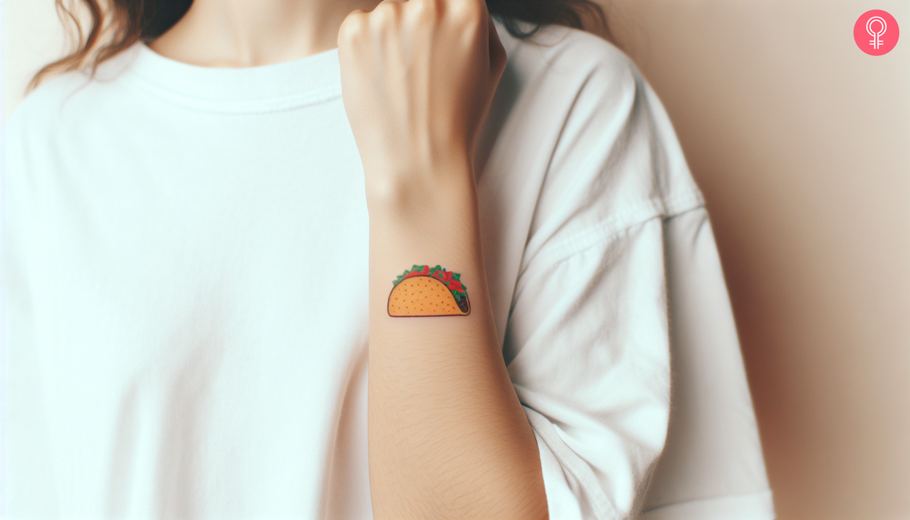 Minimalistisches Taco-Tattoo am oberen Handgelenk