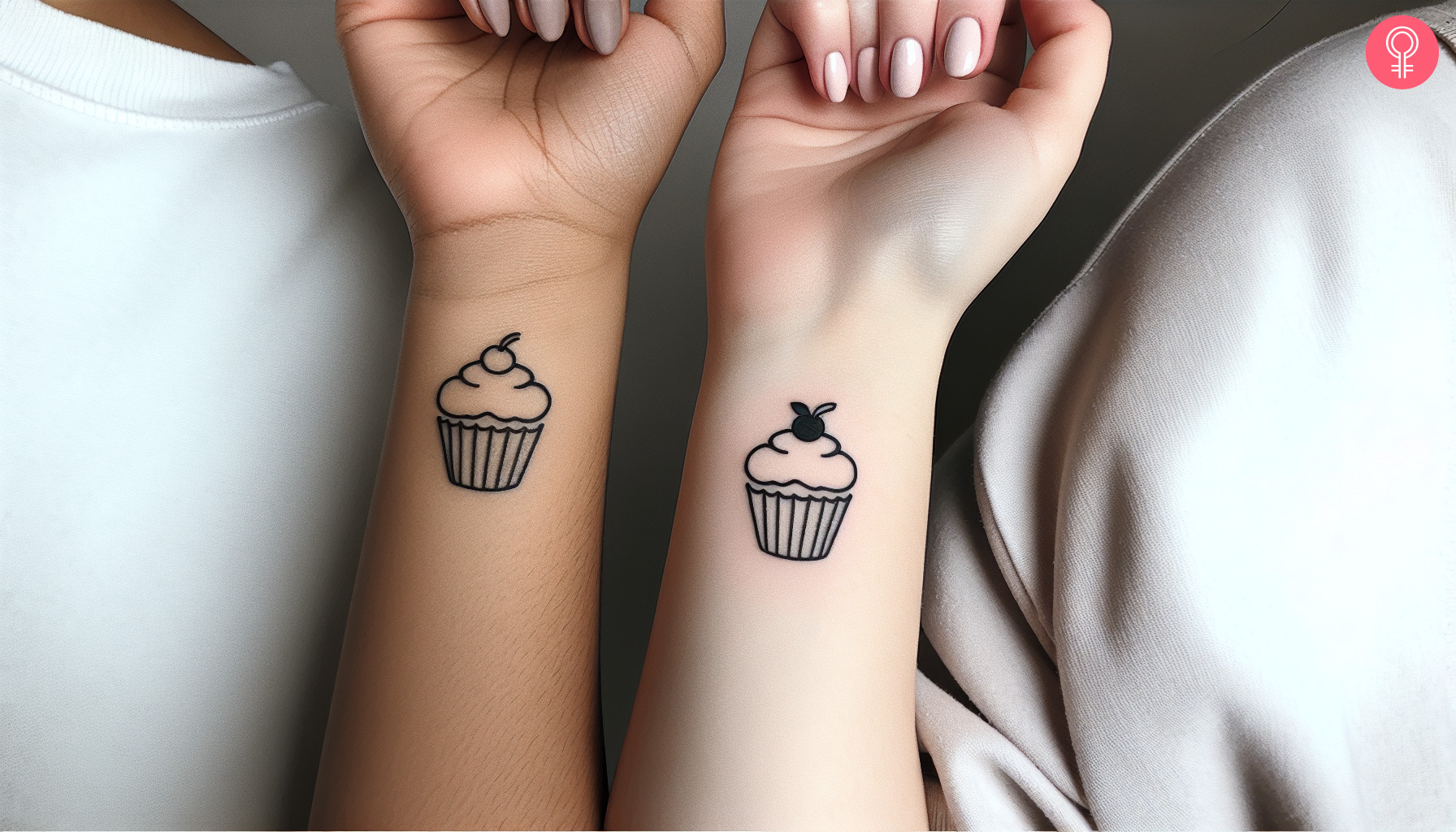 Passendes Cupcake-Tattoo am Handgelenk