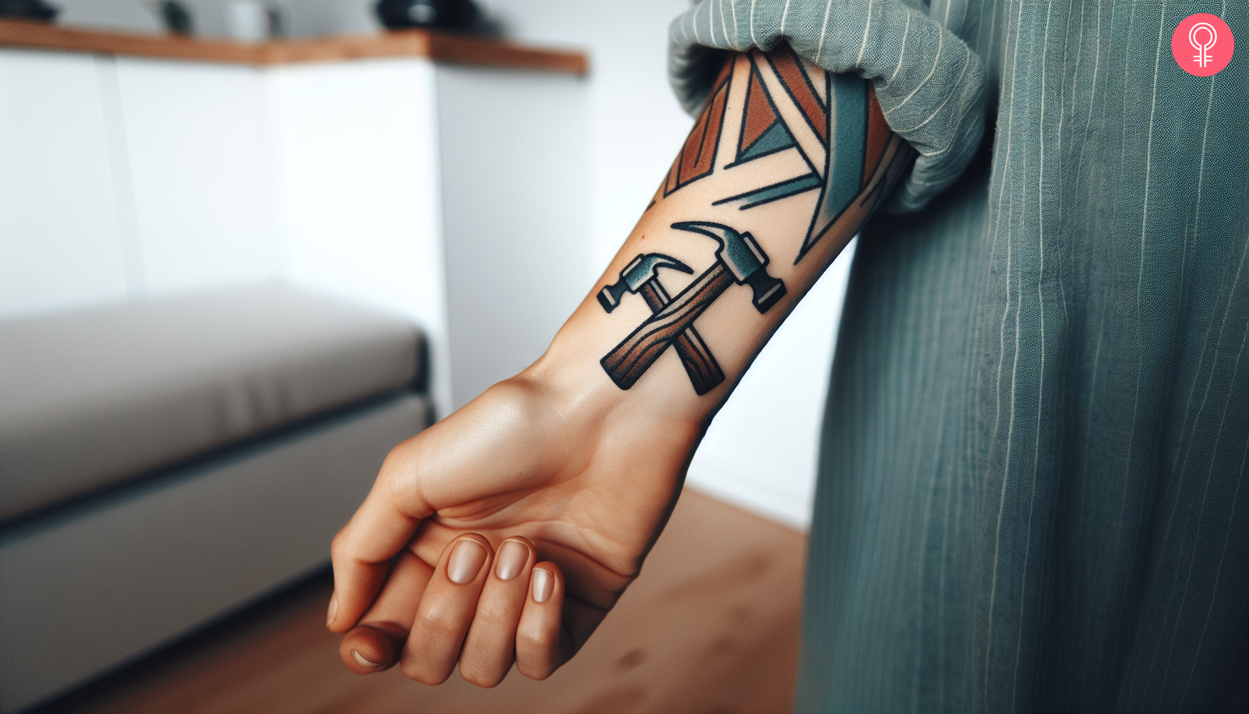 Traditionelles amerikanisches Hammertattoo am Handgelenk