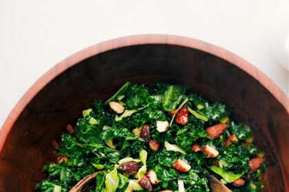 Chick-Fil-A Kale Salad copycat in a bowl tossed together and ready to be served.