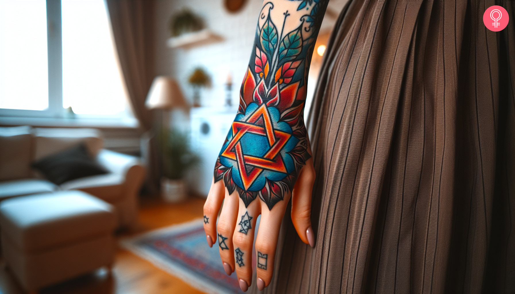 Frau mit einem Davidstern-Tattoo auf der Hand