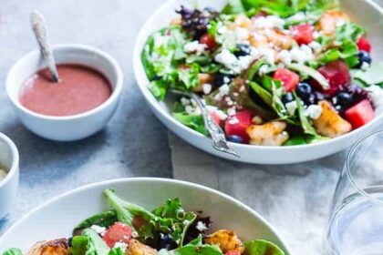 Wassermelonen-Feta-Salat mit Cajun-Garnelen