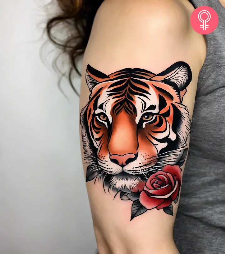 8 Tiger- und Rosen-Tattoo-Ideen, die wilde Eleganz ausdrücken