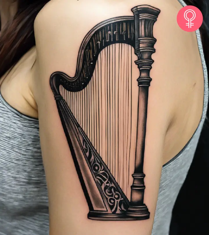 8 Harfen-Tattoo-Ideen, die die Eleganz der Musik einfangen