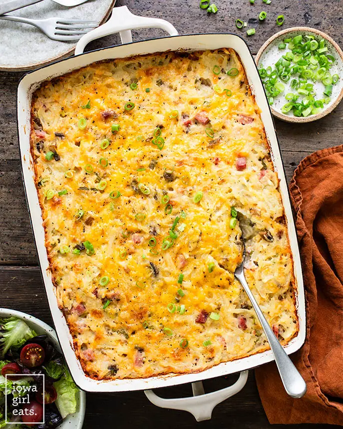 Gericht oder Käse-Schinken und Hash Brown Auflauf