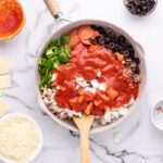 pizza ingredients in a pan