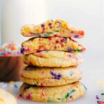 Cake Mix Cookies stacked on top of eachother.