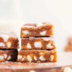 The best Snickerdoodle Blondies stacked on top of each other ready to be enjoyed.